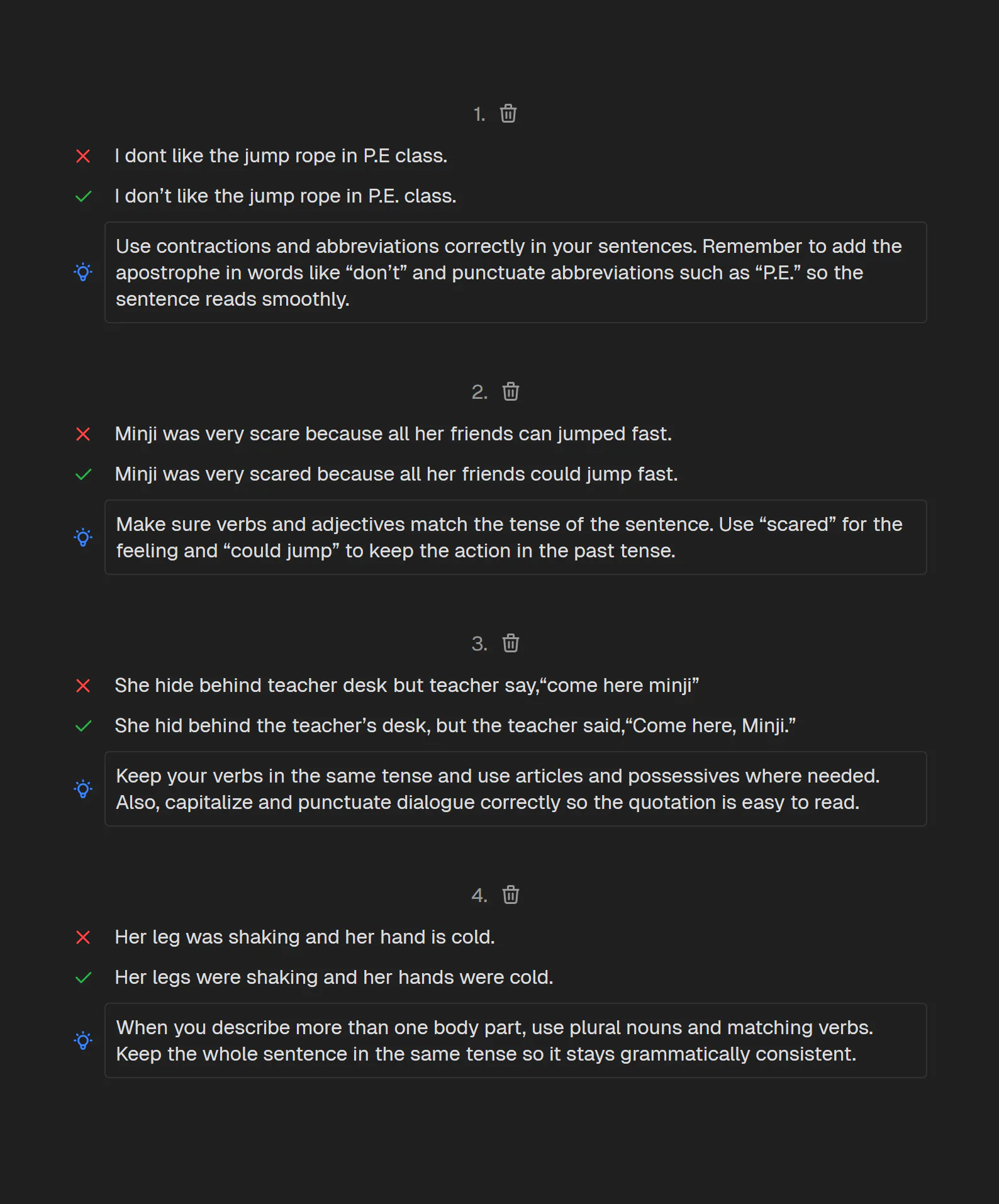 Snapgrade advice document example